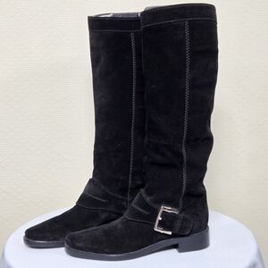 Sergio Rossi Tall Black Suede Boots Size-6.5 (36.5)